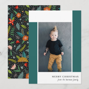 Cartes Pour Fêtes Annuelles Photo de Noël audacieux Rétro Citron & Floral Sarc