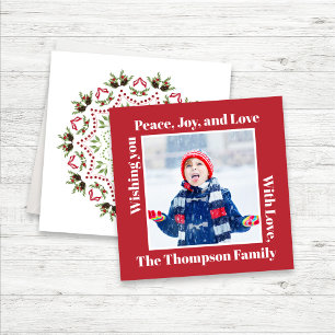 Cartes Pour Fêtes Annuelles Photo de Noël aux baies de houx rouges et vertes