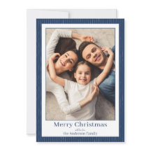 Photo de Noël avec cadre bleu foncé élégant minima