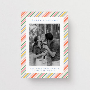 Cartes Pour Fêtes Annuelles Photo de Noël avec rayures colorées de canne à bon