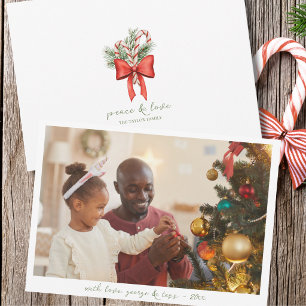 Cartes Pour Fêtes Annuelles Photo de Noël avec un arc de canne à sucre vintage