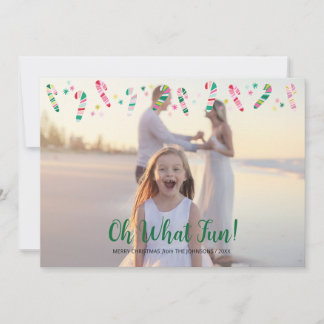 Cartes Pour Fêtes Annuelles Photo de Noël avec un bonbon rayé multicolore