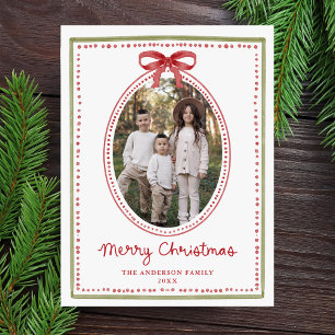 Cartes Pour Fêtes Annuelles Photo de Noël avec un nœud rouge vintage