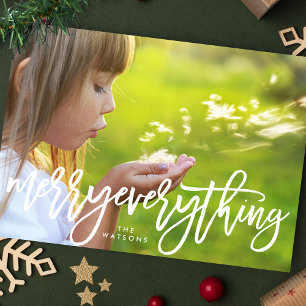 Cartes Pour Fêtes Annuelles Photo de Noël blanc Merry Everything