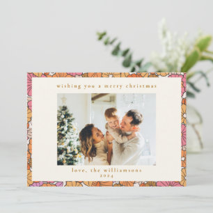 Cartes Pour Fêtes Annuelles Photo de Noël bohème terreux ocre orange floral