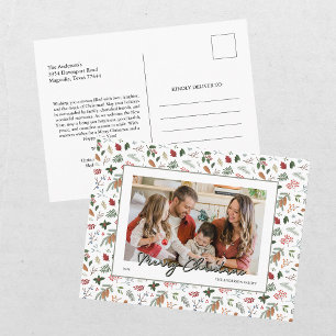 Cartes Pour Fêtes Annuelles Photo de Noël botanique rouge classique
