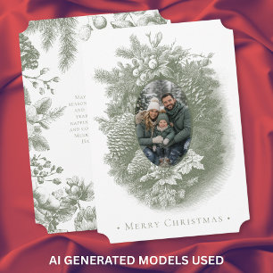 Cartes Pour Fêtes Annuelles Photo de Noël botanique toile de ferme vintage