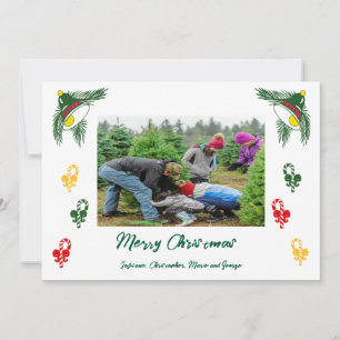 Cartes Pour Fêtes Annuelles Photo de Noël & Cannes de Sucre, Clochettes Floral