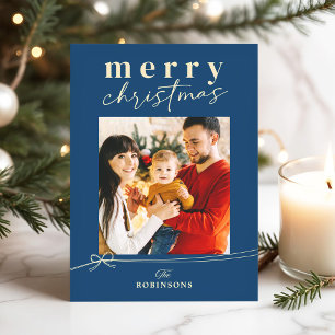 Cartes Pour Fêtes Annuelles Photo de Noël Ciel d'Hiver Marine Intemporel