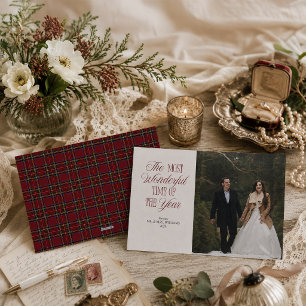 Cartes Pour Fêtes Annuelles Photo de Noël classique à carreaux M. et Mme