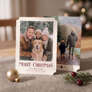 Cartes Pour Fêtes Annuelles Photo de Noël classique Joyeux Noël - Crème et Bou