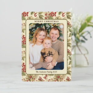 Cartes Pour Fêtes Annuelles Photo de Noël classique vintage avec des baies de