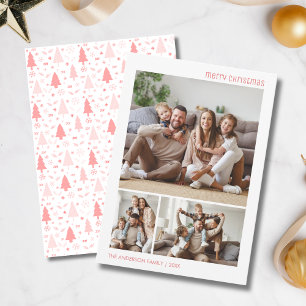Cartes Pour Fêtes Annuelles Photo de Noël Collage Famille Rose