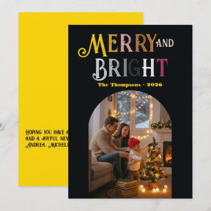 Cartes Pour Fêtes Annuelles Photo de Noël coloré Merry & Bright