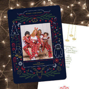 Cartes Pour Fêtes Annuelles Photo de Noël d'art folklorique vintage