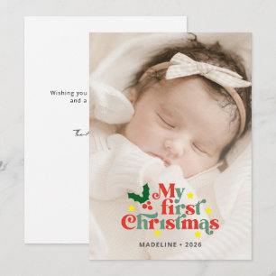 Cartes Pour Fêtes Annuelles Photo de Noël de bébé pour la première fois Rétro