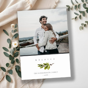 Cartes Pour Fêtes Annuelles Photo de Noël de branche de pin propre minimaliste