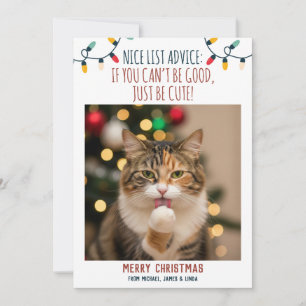 Cartes Pour Fêtes Annuelles Photo de Noël de chat drôle avec des noms personna