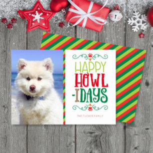 Cartes Pour Fêtes Annuelles Photo de Noël de chien Joyeux Howlidays