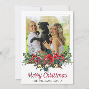 Cartes Pour Fêtes Annuelles Photo de Noël de couple et chien Botanique