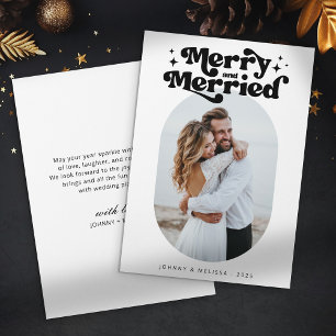 Cartes Pour Fêtes Annuelles Photo de Noël de couple rétro joyeux et mariés