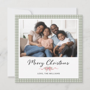 Cartes Pour Fêtes Annuelles Photo de Noël de famille avec un nœud rose Prépa V