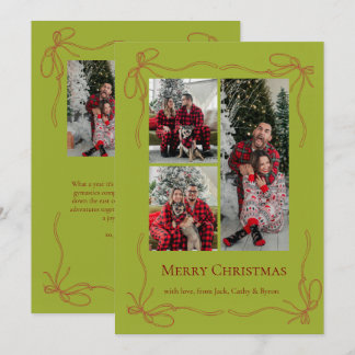 Cartes Pour Fêtes Annuelles Photo de Noël de famille élégante avec ruban rouge