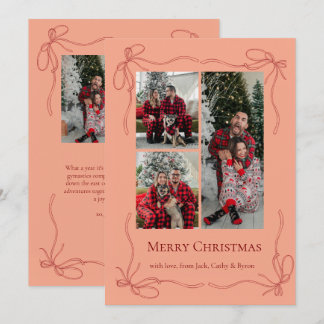 Cartes Pour Fêtes Annuelles Photo de Noël de famille élégante avec ruban rouge
