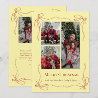 Cartes Pour Fêtes Annuelles Photo de Noël de famille élégante avec ruban rouge