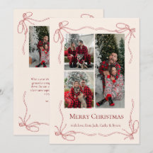 Photo de Noël de famille élégante avec ruban rouge
