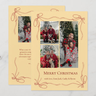 Cartes Pour Fêtes Annuelles Photo de Noël de famille élégante avec ruban rouge