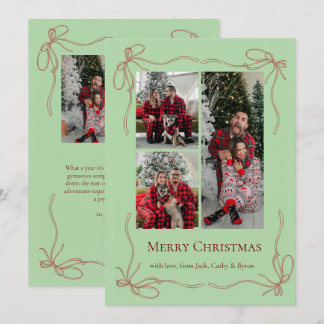 Cartes Pour Fêtes Annuelles Photo de Noël de famille élégante avec ruban rouge