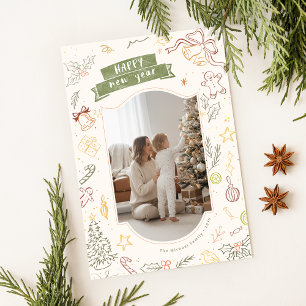 Cartes Pour Fêtes Annuelles Photo de Noël de famille fantaisiste gribouillée