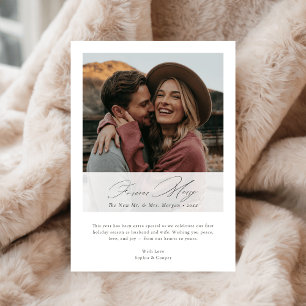 Cartes Pour Fêtes Annuelles Photo de Noël de jeunes mariés Elegant Forever Mer
