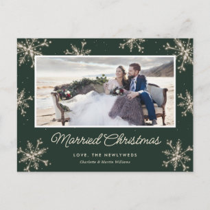 Cartes Pour Fêtes Annuelles Photo de Noël de jeunes mariés flocon de neige ver