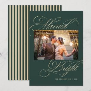 Cartes Pour Fêtes Annuelles Photo de Noël de jeunes mariés verts et lumineux