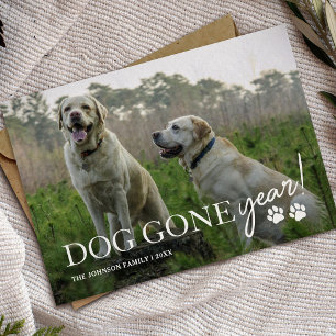 Cartes Pour Fêtes Annuelles Photo de Noël de la famille Dog Gone Year