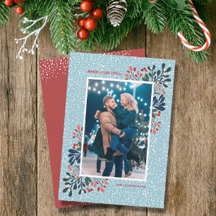 Cartes Pour Fêtes Annuelles Photo de Noël de la florale d'hiver