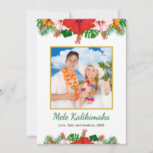 Cartes Pour Fêtes Annuelles Photo de Noël de Mele Kalikimaka Hawaiian Hibiscus