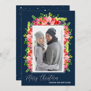 Cartes Pour Fêtes Annuelles Photo de Noël de Poinsettias
