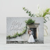 Cartes Pour Fêtes Annuelles Photo de Noël des Feuilles blancs (Debout devant)