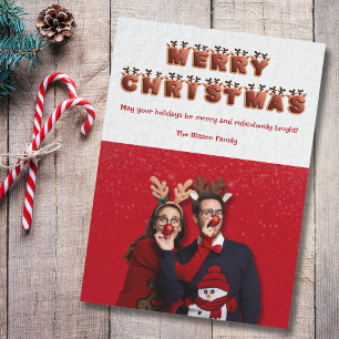 Cartes Pour Fêtes Annuelles Photo de Noël drôle et festive d'un couple de renn