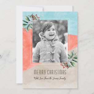 Cartes Pour Fêtes Annuelles Photo de Noël du bloc couleur