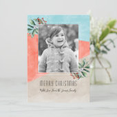 Cartes Pour Fêtes Annuelles Photo de Noël du bloc couleur (Debout devant)