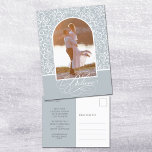 Cartes Pour Fêtes Annuelles Photo de Noël Elegant Beliant<br><div class="desc">Votre photo préférée, le mot Croyez en un magnifique script, tourbillons blancs et motif feuille sur bleu poussiéreux (peut être changé), mettez en évidence le devant et votre salutation personnelle au dos de ces cartes postales de Noël de vacances. PLUS de couleurs dans notre magasin. *Le service de design en...</div>