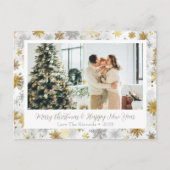 Cartes Pour Fêtes Annuelles Photo de Noël Elegant Gold et Silver Snowflake (Devant)