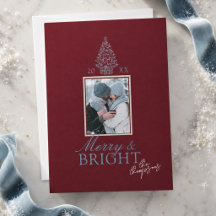 Photo de Noël Élégant Rouge Carmine & Bleu Poudre