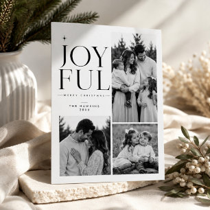 Cartes Pour Fêtes Annuelles Photo de Noël en noir et blanc de famille joyeuse