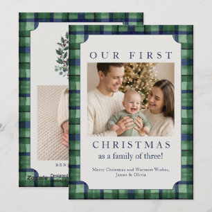 Cartes Pour Fêtes Annuelles Photo de Noël en tartan pour bébé grandmillennial