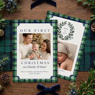 Cartes Pour Fêtes Annuelles Photo de Noël en tartan pour bébé grandmillennial